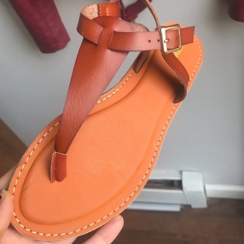 Vintage Vegan leather cognac sandals. Classy